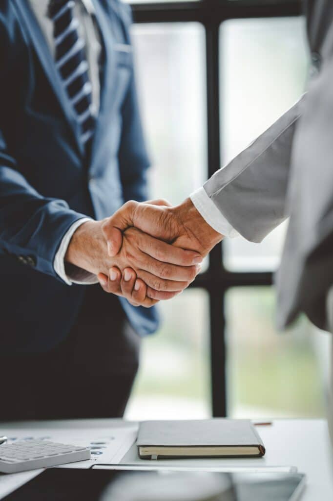 business partner handshake concept Colleagues shaking hands Successful deal after a great meeting. B